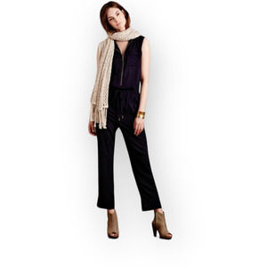 ANTHROPOLOGIE Elevenses Modern Straight Leg Jumpsuit  Navy Sz XXS